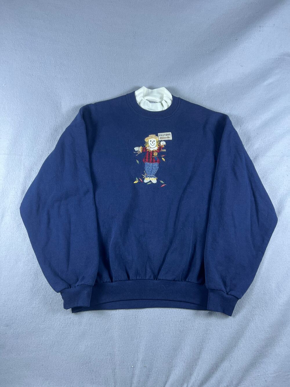 Vintage Escape Sweatshirt Adult XL Navy Double Collar Scarecrow Embroidered 90s